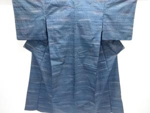 変わり横段織り出し手織り紬単衣着物